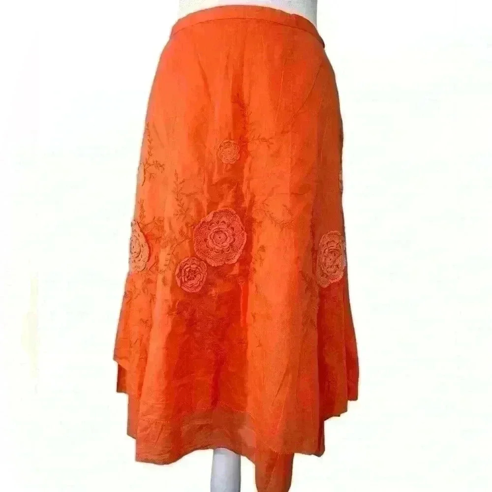 Eitie Double Layer Cotton Embroidered Circle Skirt. Size 6